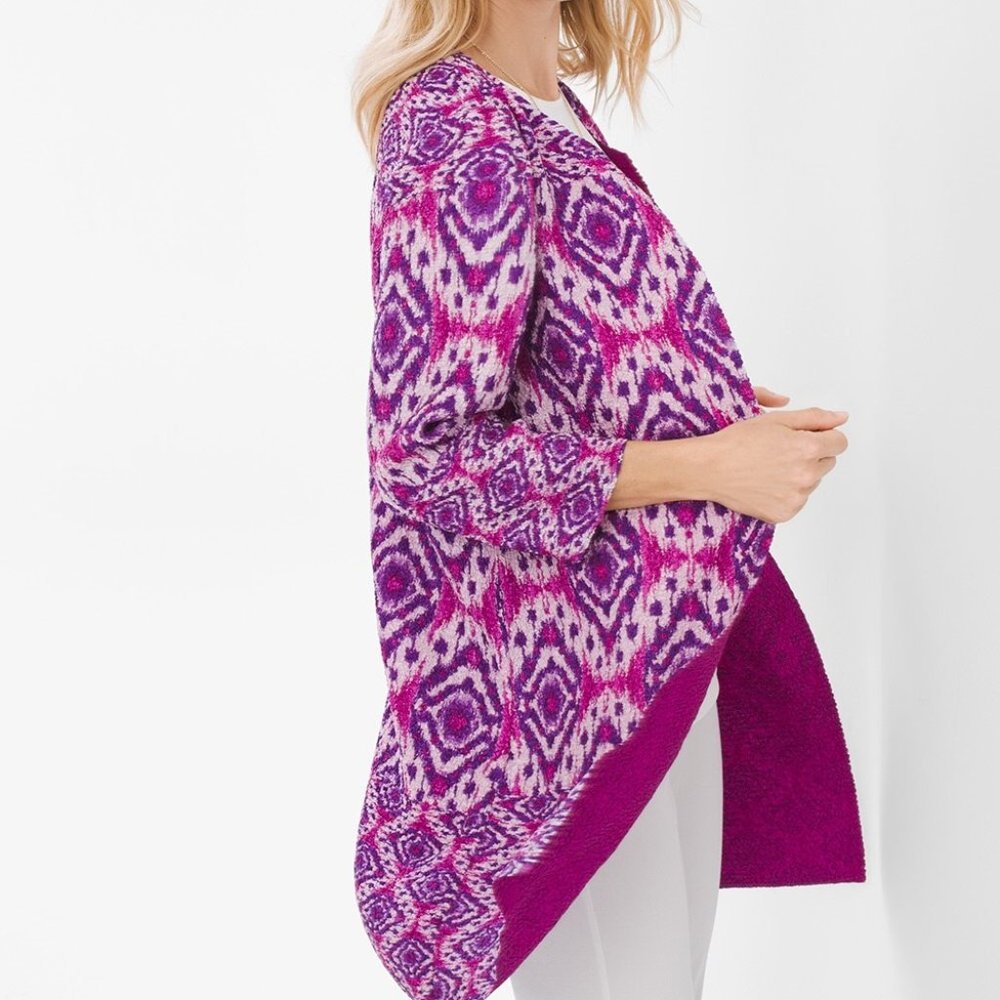 Chico’s ReversibleTravelers Collection Crushed Ikat Jacket Size #4 (XXL) NWT